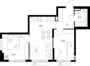 2-к квартира, вторичка, 50м2, 18/21 этаж