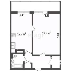 1-к квартира, вторичка, 43м2, 1/22 этаж