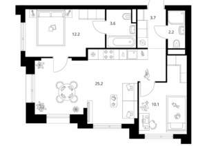 2-к квартира, вторичка, 57м2, 14/28 этаж