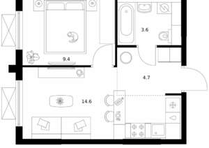 1-к квартира, вторичка, 32м2, 17/28 этаж