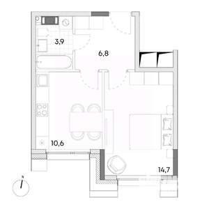 1-к квартира, вторичка, 36м2, 7/7 этаж