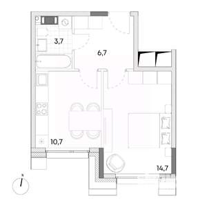 1-к квартира, вторичка, 36м2, 5/7 этаж