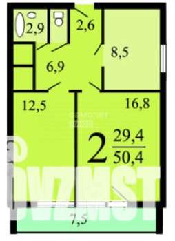 2-к квартира, вторичка, 49м2, 17/22 этаж