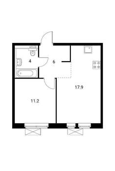 1-к квартира, вторичка, 39м2, 17/18 этаж