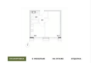 1-к квартира, вторичка, 33м2, 7/7 этаж