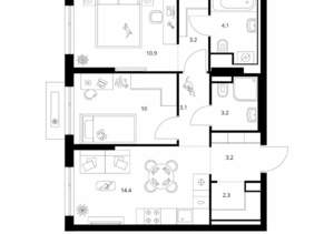 2-к квартира, вторичка, 54м2, 8/13 этаж