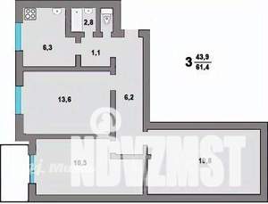 3-к квартира, вторичка, 63м2, 5/9 этаж