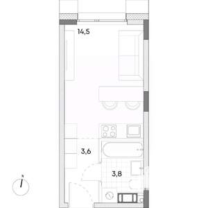 Студия квартира, вторичка, 22м2, 5/7 этаж