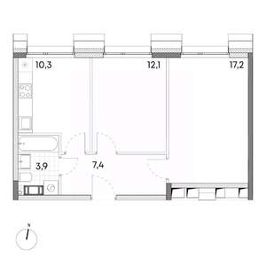 2-к квартира, вторичка, 51м2, 4/7 этаж