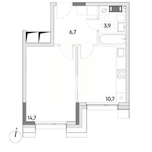 1-к квартира, вторичка, 36м2, 6/7 этаж