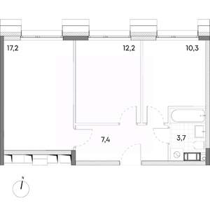 2-к квартира, вторичка, 51м2, 4/7 этаж