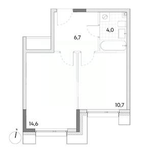1-к квартира, строящийся дом, 36м2, 2/7 этаж