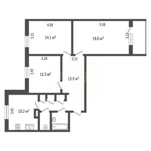 3-к квартира, вторичка, 73м2, 2/17 этаж