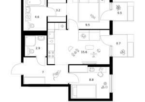 2-к квартира, вторичка, 53м2, 9/28 этаж