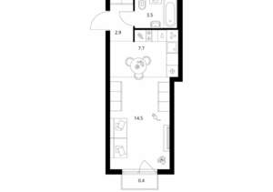Студия квартира, вторичка, 29м2, 4/14 этаж