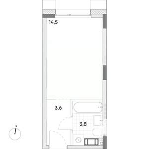 Студия квартира, строящийся дом, 22м2, 4/7 этаж