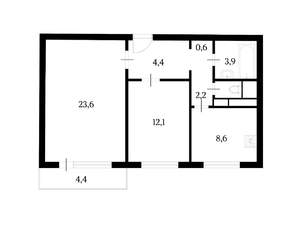 2-к квартира, вторичка, 56м2, 6/14 этаж