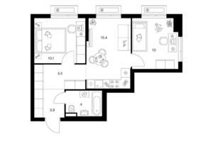 2-к квартира, вторичка, 47м2, 4/13 этаж