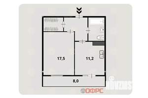 1-к квартира, вторичка, 37м2, 7/12 этаж