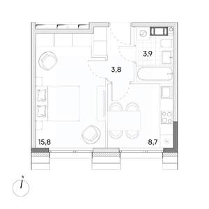 1-к квартира, вторичка, 32м2, 4/7 этаж
