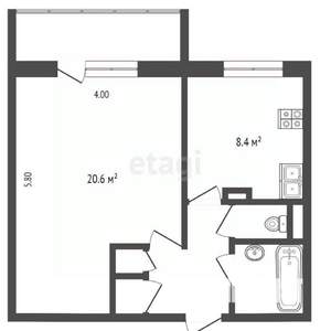 1-к квартира, вторичка, 41м2, 12/12 этаж