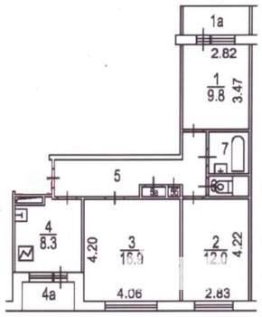 3-к квартира, вторичка, 62м2, 5/12 этаж