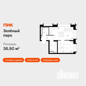 1-к квартира, вторичка, 37м2, 19/28 этаж