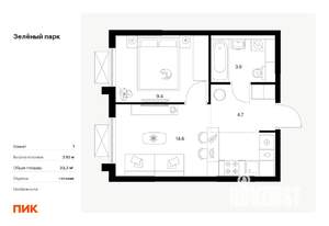 1-к квартира, вторичка, 32м2, 8/25 этаж