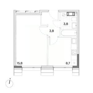 1-к квартира, строящийся дом, 32м2, 5/7 этаж