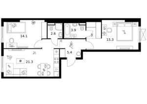 2-к квартира, вторичка, 66м2, 20/21 этаж