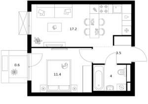 1-к квартира, вторичка, 37м2, 8/28 этаж