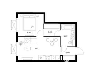 1-к квартира, вторичка, 35м2, 6/25 этаж