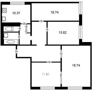 4-к квартира, вторичка, 98м2, 2/22 этаж