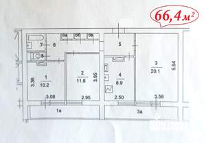3-к квартира, вторичка, 66м2, 10/22 этаж
