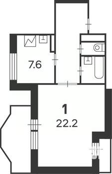 1-к квартира, вторичка, 42м2, 11/22 этаж