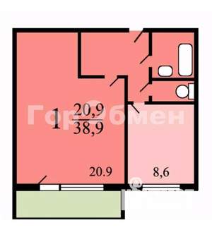 1-к квартира, вторичка, 39м2, 2/9 этаж