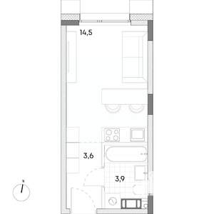 Студия квартира, вторичка, 22м2, 7/7 этаж