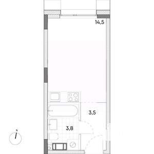 Студия квартира, вторичка, 22м2, 4/7 этаж