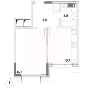 1-к квартира, строящийся дом, 36м2, 7/7 этаж