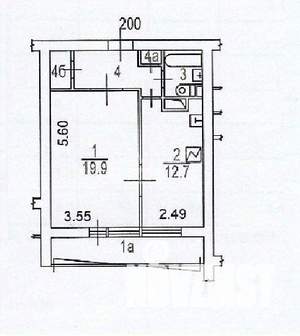 1-к квартира, вторичка, 43м2, 1/22 этаж