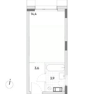 Студия квартира, вторичка, 22м2, 3/7 этаж