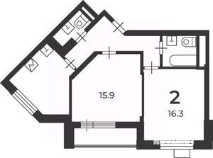 2-к квартира, вторичка, 58м2, 14/14 этаж