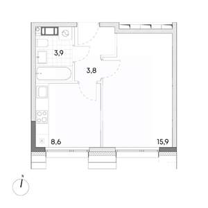 1-к квартира, вторичка, 32м2, 6/7 этаж