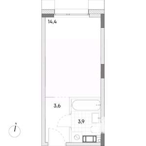 Студия квартира, строящийся дом, 22м2, 3/7 этаж