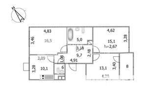 3-к квартира, вторичка, 71м2, 20/22 этаж