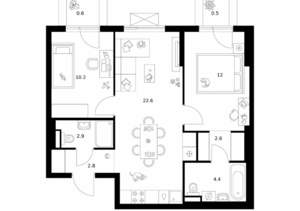 2-к квартира, вторичка, 59м2, 13/28 этаж