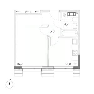 1-к квартира, строящийся дом, 32м2, 7/7 этаж