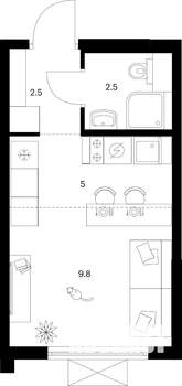 Студия квартира, вторичка, 20м2, 17/25 этаж