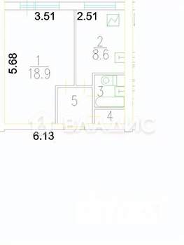1-к квартира, вторичка, 35м2, 10/16 этаж