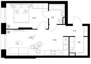 1-к квартира, вторичка, 42м2, 5/13 этаж